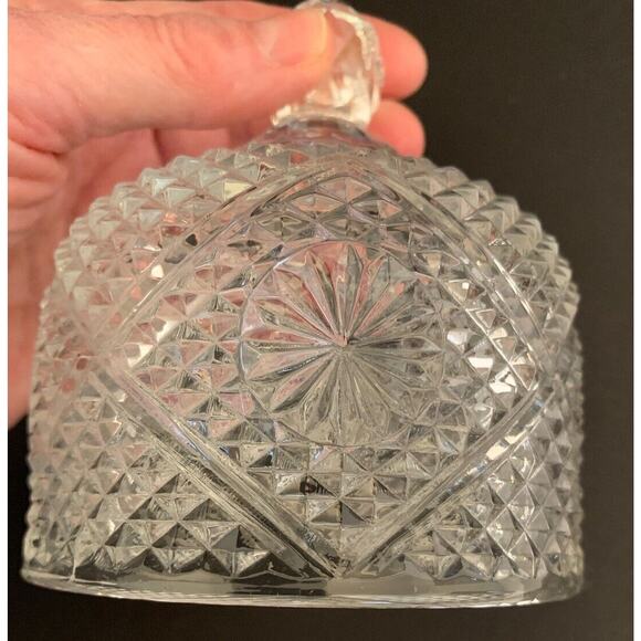 Vintage Heavy Pressed Glass Butter Cover Lid Dome 3 3/4"d x 4 3/4"h - Picture 7 of 9